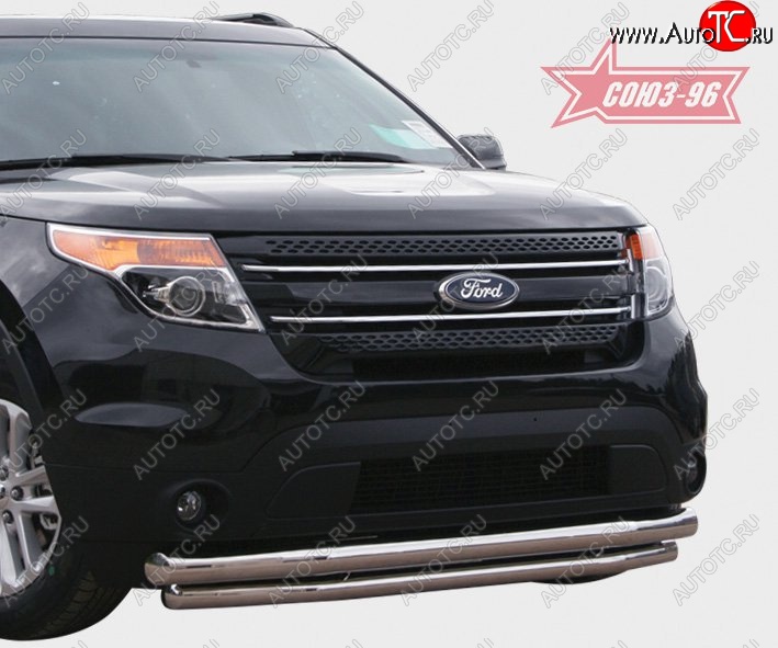 32 624 р. Защита переднего бампера двойная Souz-96 (d76/60)  Ford Explorer  U502 (2010-2016) дорестайлинг  с доставкой в г. Пермь