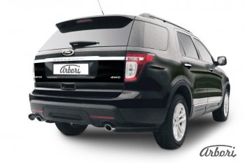 Защита заднего бампера Arbori (уголки, черная, 1 труба d76 mm). Ford Explorer  U502 (2010-2016) дорестайлинг