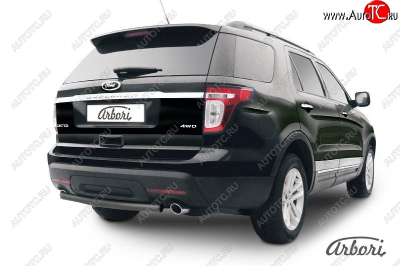 5 561 р. Защита заднего бампера Arbori (черная, 1 труба d57 mm).  Ford Explorer  U502 (2010-2016) дорестайлинг  с доставкой в г. Пермь