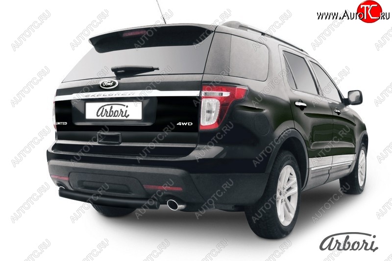 6 569 р. Защита заднего бампера Arbori (черная, 1 труба d76 mm).  Ford Explorer  U502 (2010-2016) дорестайлинг  с доставкой в г. Пермь