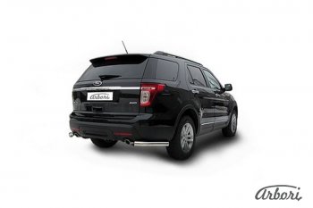 Защита заднего бампера Arbori (уголки, нержавейка, 1 труба d76 mm). Ford Explorer  U502 (2010-2016) дорестайлинг