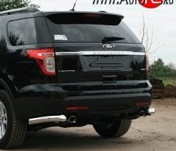 Защита заднего бампера из двух боковых уголков диаметром 76 мм Novline Ford Explorer  U502 (2010-2016) дорестайлинг
