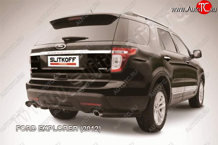 8 849 р. Защита заднего бампера из уголков d76 Slitkoff  Ford Explorer  U502 (2010-2016) дорестайлинг (Цвет: серебристый)  с доставкой в г. Пермь