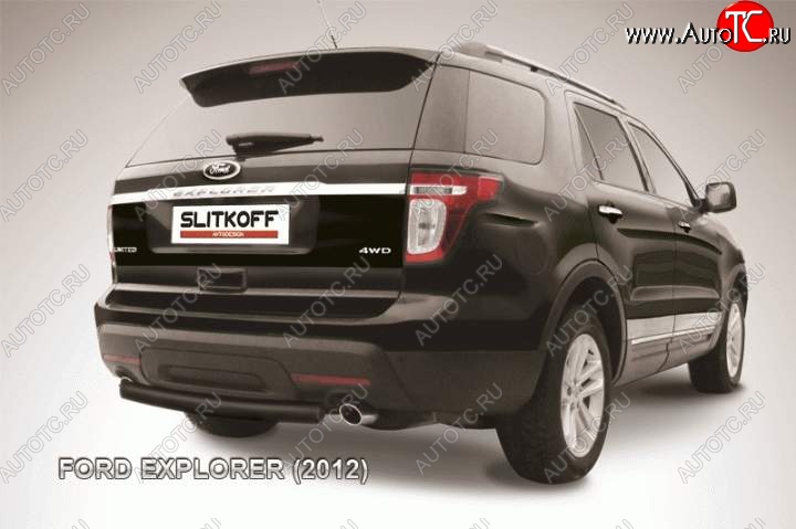8 849 р. Защита заднего бампера d76 Slitkoff  Ford Explorer  U502 (2010-2016) дорестайлинг (Цвет: серебристый)  с доставкой в г. Пермь