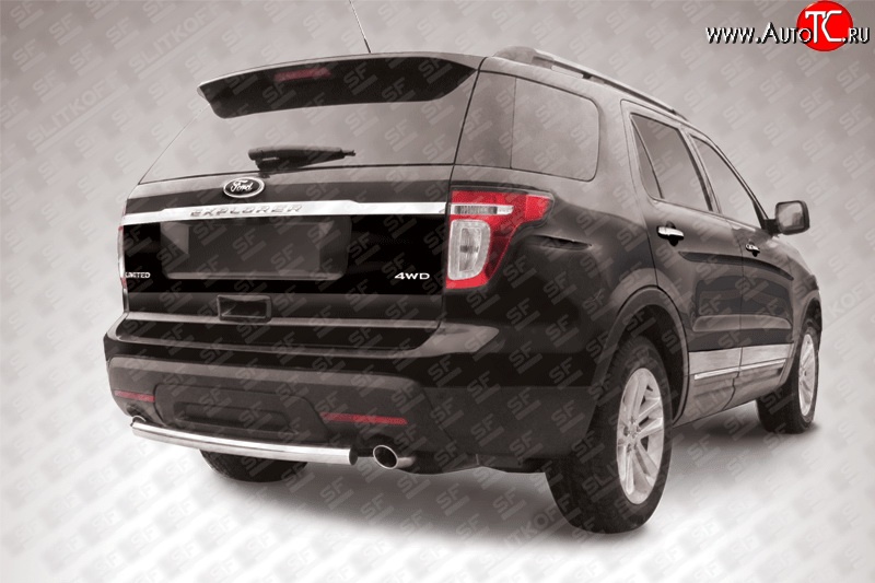 10 649 р. Защита заднего бампера из короткой трубы диаметром 57 мм Slitkoff  Ford Explorer  U502 (2010-2016) дорестайлинг (Нержавейка, Полированная)  с доставкой в г. Пермь