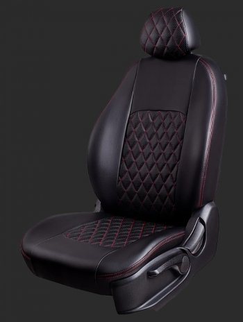 Чехлы для сидений Lord Autofashion Турин Ромб (экокожа, спинка 60/40, 3 Г-образных подголовника) Ford Fiesta 6 хэтчбэк 5 дв. рестайлинг (2012-2019)