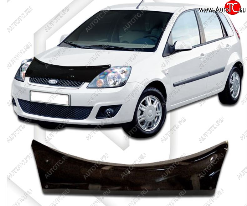 2 199 р. Дефлектор капота CA-Plastiс exclusive Ford Fiesta 5 хэтчбэк 5 дв. дорестайлинг (2001-2005) (Classic черный, Без надписи)  с доставкой в г. Пермь