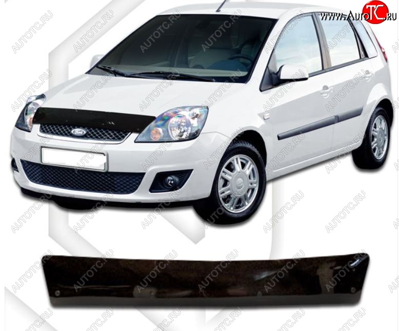 1 839 р. Дефлектор капота CA-Plastiс  Ford Fiesta  5 (2001-2008) хэтчбэк 5 дв. дорестайлинг, хэтчбэк 5 дв. рестайлинг (Classic черный, Без надписи)  с доставкой в г. Пермь