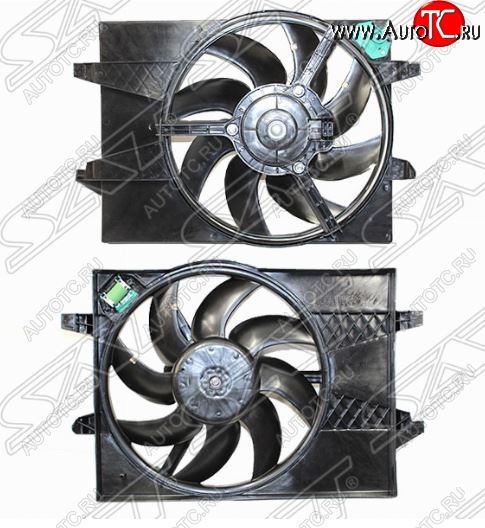4 799 р. Диффузор радиатора в сборе SAT  Ford Fiesta  5 (2001-2008), Ford Fusion  1 (2002-2012), Mazda Demio  2 DY (2002-2007)  с доставкой в г. Пермь