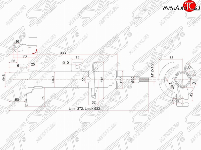 2 699 р. Левый амортизатор передний SAT Ford Fusion 1 хэтчбэк дорестайлинг (2002-2005)  с доставкой в г. Пермь