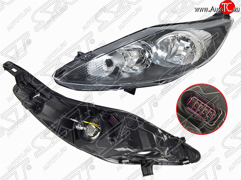 7 749 р. Левая фара (чёрная, с корректором) SAT Ford Fiesta 6 хэтчбэк 5 дв. дорестайлинг (2008-2012)  с доставкой в г. Пермь
