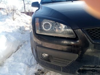 679 р. Реснички на фары Style Ford Focus 2 универсал дорестайлинг (2004-2008) (Неокрашенные)  с доставкой в г. Пермь. Увеличить фотографию 2