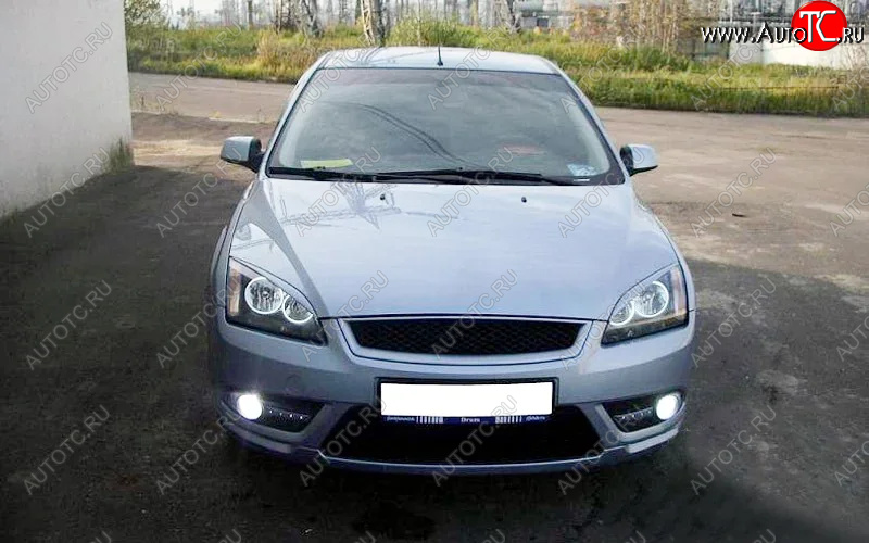 589 р. Реснички на фары KURAJ (узкие) Ford Focus 2 универсал дорестайлинг (2004-2008) (Неокрашенные)  с доставкой в г. Пермь