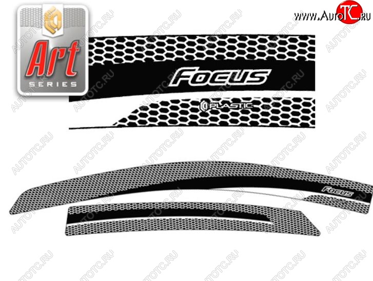 2 159 р. Дефлектора окон CA-Plastic  Ford Focus  2 (2004-2008) хэтчбэк 5 дв. дорестайлинг (Серия Art графит, Без хром.молдинга)  с доставкой в г. Пермь