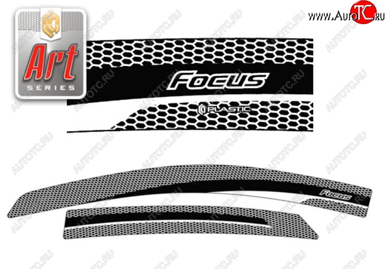 2 159 р. Дефлектора окон CA-Plastic  Ford Focus  2 (2007-2011) хэтчбэк 5 дв. рестайлинг (Серия Art белая, Без хром.молдинга)  с доставкой в г. Пермь