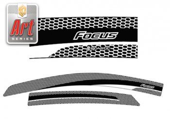 Дефлектора окон CA-Plastic Ford Focus  2 (2007-2011) хэтчбэк 5 дв. рестайлинг (Серия Art графит, Без хром.молдинга)