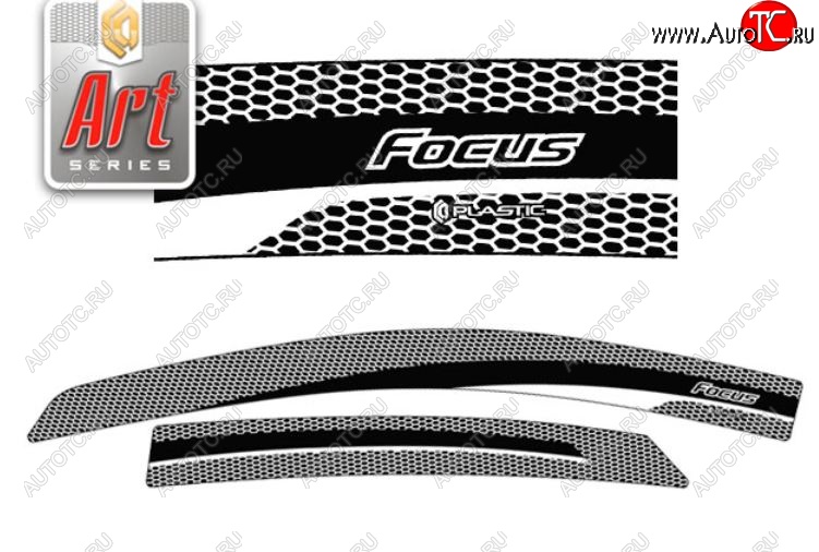2 159 р. Дефлектора окон CA-Plastic  Ford Focus  2 (2007-2011) седан рестайлинг (Серия Art черная)  с доставкой в г. Пермь