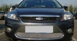 1 469 р. Сетка на бампер Russtal (хром) Ford Focus 2 седан рестайлинг (2007-2011)  с доставкой в г. Пермь. Увеличить фотографию 2