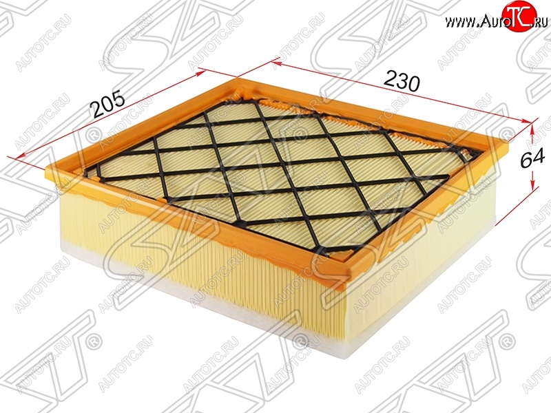283 р. Фильтр воздушный двигателя SAT (2,5)  Ford Focus  2 (2004-2011), Ford Kuga  1 (2008-2013), Ford Mondeo (2007-2014), Ford S-Max  1 (2006-2015), Volvo C30  хэтчбэк 3 дв. (2006-2012), Volvo S80 ( AS60 седан,  AS40,AS70, AS90) (2006-2016)  с доставкой в г. Пермь