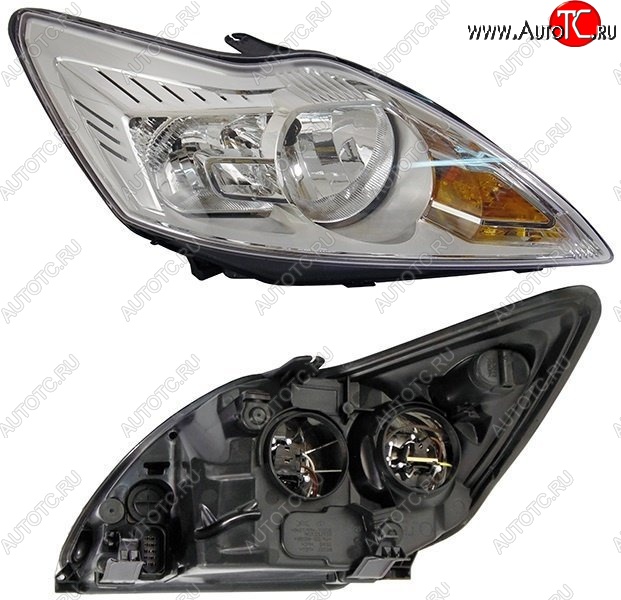 4 999 р. Правая фара SAT (с электрокорректором, хром) Ford Focus 2 седан рестайлинг (2007-2011)  с доставкой в г. Пермь