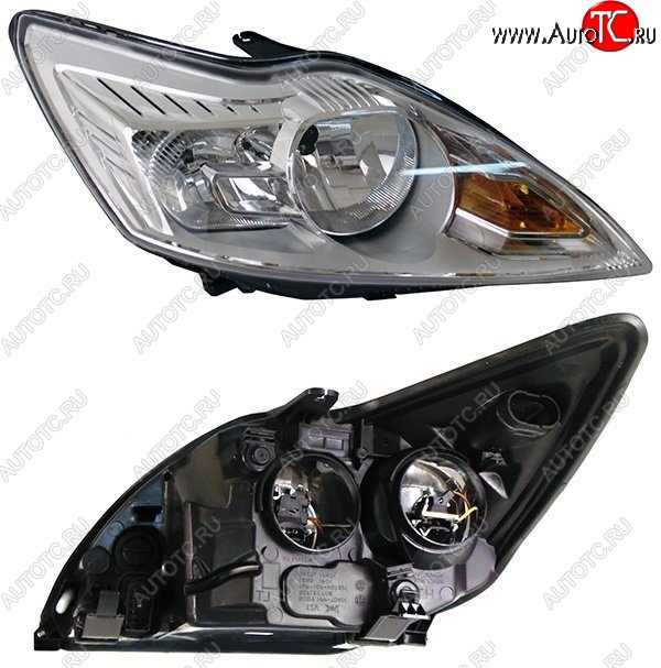 4 199 р. Правая фара SAT (хром) Ford Focus 2 седан рестайлинг (2007-2011)  с доставкой в г. Пермь