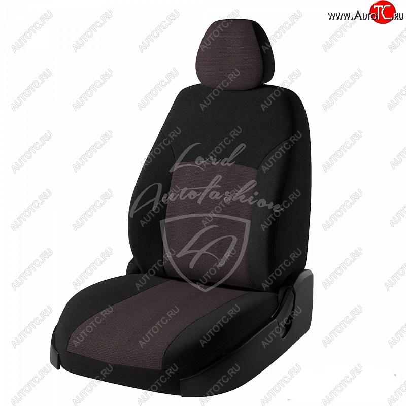 6 749 р. Чехлы для сидений (GhiaTitanium) Lord Autofashion Дублин (жаккард) Ford Focus 2 хэтчбэк 5 дв. дорестайлинг (2004-2008) (Черный, вставка Ёж Красный)  с доставкой в г. Пермь