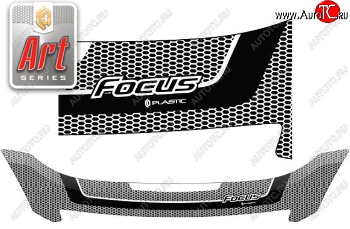 2 199 р. Дефлектор капота CA-Plastiс  Ford Focus  2 (2007-2011) универсал рестайлинг (Серия Art графит)  с доставкой в г. Пермь