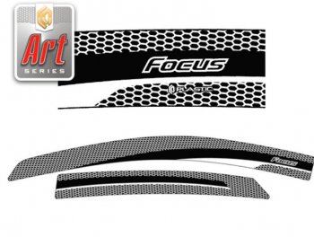 Дефлектора окон CA-Plastic Ford Focus  2 (2004-2008)  седан дорестайлинг (Серия Art графит, Без хром.молдинга)