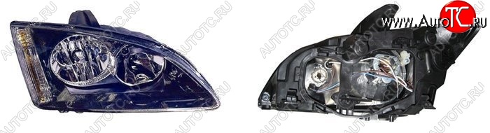 4 199 р. Правая фара SAT (чёрная) Ford Focus 2  седан дорестайлинг (2004-2008)  с доставкой в г. Пермь