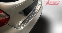 Накладка на задний бампер Souz-96 (штампованная) Ford Focus  3 (2010-2015) универсал дорестайлинг, хэтчбэк дорестайлинг