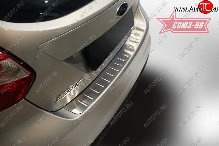 1 574 р. Накладка на задний бампер Souz-96 (штампованная)  Ford Focus  3 (2010-2015) универсал дорестайлинг, хэтчбэк дорестайлинг  с доставкой в г. Пермь