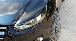 1 249 р. Реснички на фары RA Ford Focus 3 седан дорестайлинг (2011-2015) (Неокрашенные)  с доставкой в г. Пермь. Увеличить фотографию 2