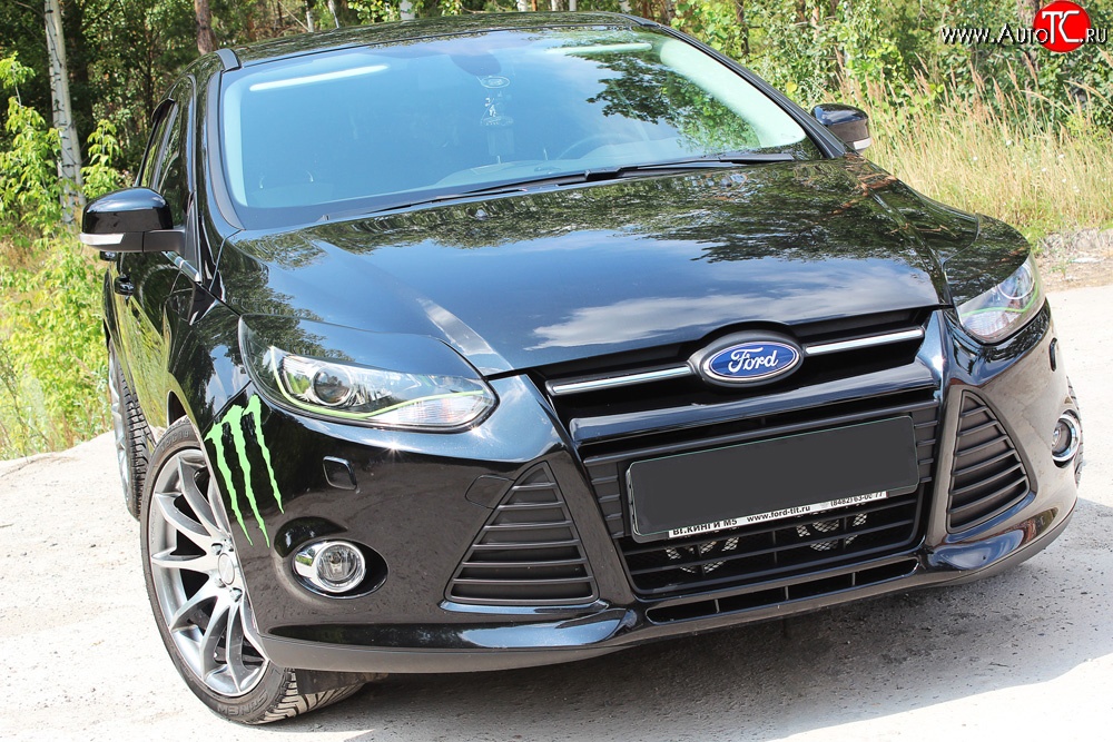 1 249 р. Реснички на фары RA Ford Focus 3 седан дорестайлинг (2011-2015) (Неокрашенные)  с доставкой в г. Пермь