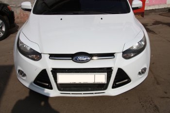 1 149 р. Реснички на фары MV Tuning Ford Focus 3 хэтчбэк дорестайлинг (2010-2015) (Неокрашенные)  с доставкой в г. Пермь. Увеличить фотографию 2