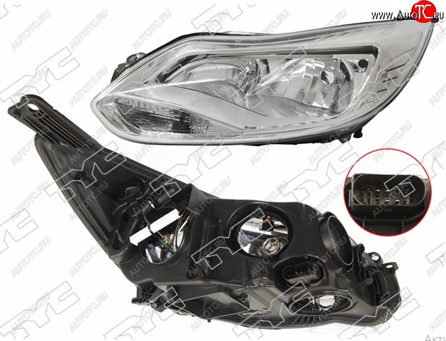 9 449 р. Левая фара (галоген, c корректором) TYC Ford Focus 3 универсал дорестайлинг (2010-2015)  с доставкой в г. Пермь