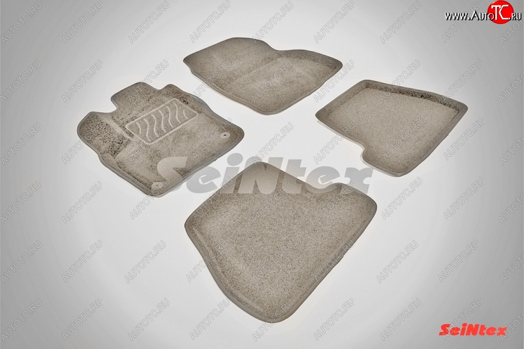 6 709 р. Коврики в салон (МКПП) SeiNtex Premium 3D 4 шт. (ворсовые, бежевые)  Ford Focus  3 (2010-2019) универсал дорестайлинг, хэтчбэк дорестайлинг, седан дорестайлинг, седан рестайлинг, универсал рестайлинг, хэтчбэк рестайлинг  с доставкой в г. Пермь
