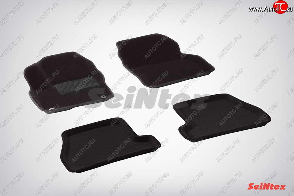 5 449 р. Коврики в салон (АКПП) SeiNtex Premium 3D 4 шт. (ворсовые, черные) Ford Focus 3 седан дорестайлинг (2011-2015)  с доставкой в г. Пермь
