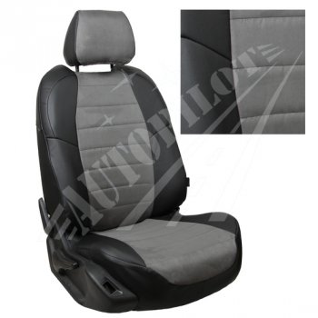 Чехлы сидений AUTOPILOT Алькантара (Sport/Titanium, Задняя спинка и сиденье 40/60) Ford Focus  3 (2010-2019) универсал дорестайлинг, хэтчбэк дорестайлинг, седан дорестайлинг, седан рестайлинг, универсал рестайлинг, хэтчбэк рестайлинг (Черный + Серый)