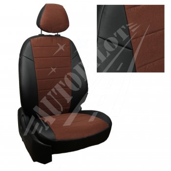 Чехлы сидений AUTOPILOT Алькантара (Sport/Titanium, Задняя спинка и сиденье 40/60) Ford Focus  3 (2010-2019) универсал дорестайлинг, хэтчбэк дорестайлинг, седан дорестайлинг, седан рестайлинг, универсал рестайлинг, хэтчбэк рестайлинг (Черный + Шоколад)