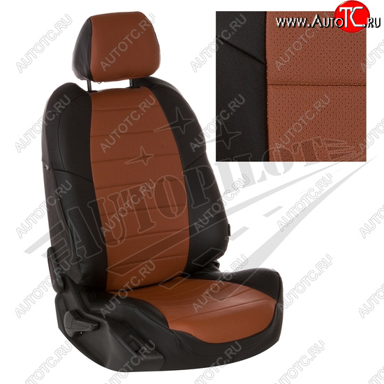 8 249 р. Чехлы сидений AUTOPILOT Экокожа (Sport/Titanium, Задняя спинка и сиденье 40/60) Ford Focus 3 хэтчбэк рестайлинг (2014-2019) (Черный + Коричневый)  с доставкой в г. Пермь