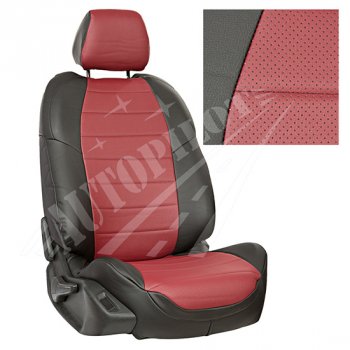 Чехлы сидений AUTOPILOT Экокожа (Sport/Titanium, Задняя спинка и сиденье 40/60) Ford Focus  3 (2010-2019) универсал дорестайлинг, хэтчбэк дорестайлинг, седан дорестайлинг, седан рестайлинг, универсал рестайлинг, хэтчбэк рестайлинг (Черный + Бордовый)