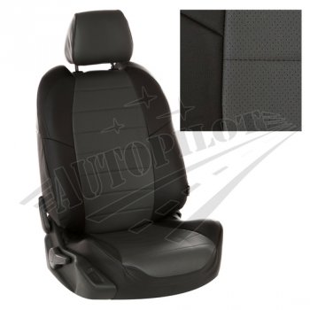 Чехлы сидений AUTOPILOT Экокожа (Sport/Titanium, Задняя спинка и сиденье 40/60) Ford Focus  3 (2010-2019) универсал дорестайлинг, хэтчбэк дорестайлинг, седан дорестайлинг, седан рестайлинг, универсал рестайлинг, хэтчбэк рестайлинг (Черный + Темно серый)