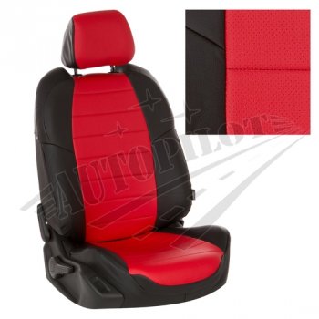 Чехлы сидений AUTOPILOT Экокожа (Sport/Titanium, Задняя спинка и сиденье 40/60) Ford Focus  3 (2010-2019) универсал дорестайлинг, хэтчбэк дорестайлинг, седан дорестайлинг, седан рестайлинг, универсал рестайлинг, хэтчбэк рестайлинг (Черный + Красный)