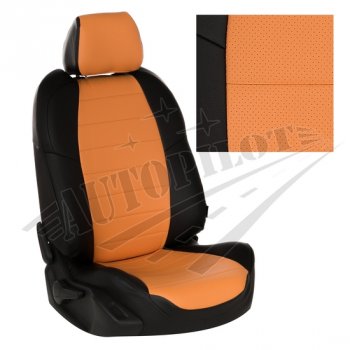 Чехлы сидений AUTOPILOT Экокожа (Sport/Titanium, Задняя спинка и сиденье 40/60) Ford Focus  3 (2010-2019) универсал дорестайлинг, хэтчбэк дорестайлинг, седан дорестайлинг, седан рестайлинг, универсал рестайлинг, хэтчбэк рестайлинг (Черный + Оранжевый)