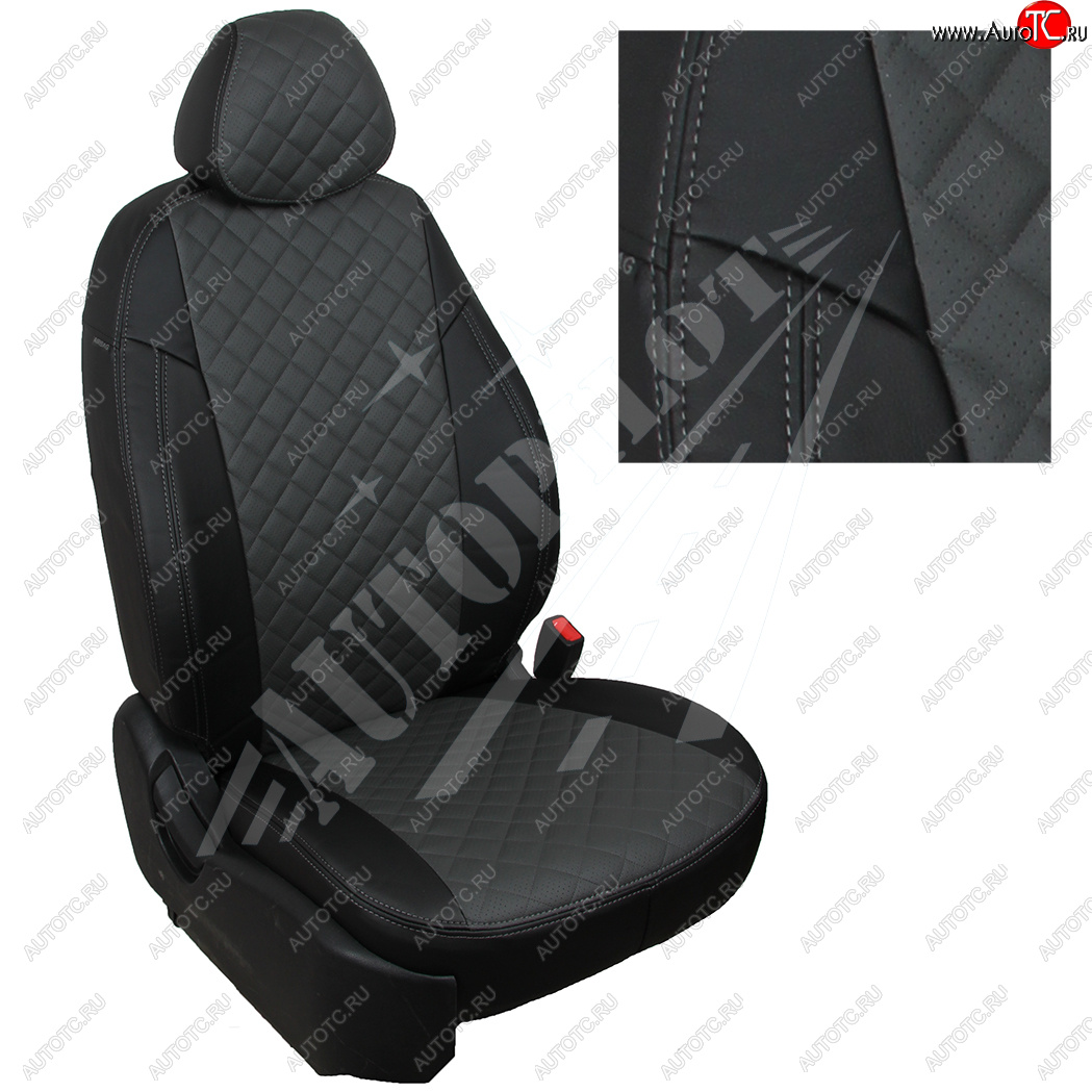 8 399 р. Чехлы сидений AUTOPILOT Экокожа (AmbienteTrend, задние спинка и сиденье 60/40)  Ford Focus  3 (2010-2019) универсал дорестайлинг, хэтчбэк дорестайлинг, седан дорестайлинг, седан рестайлинг, универсал рестайлинг, хэтчбэк рестайлинг (Черный + Темно серый)  с доставкой в г. Пермь