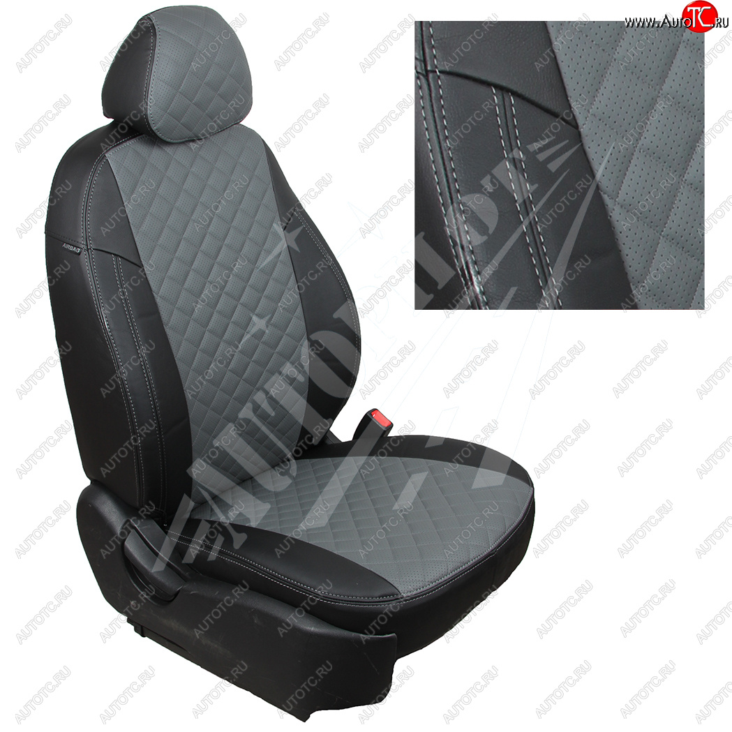 8 499 р. Чехлы сидений AUTOPILOT Экокожа Ромб (Sport/Titanium, Задняя спинка и сиденье 40/60) Ford Focus 3 универсал дорестайлинг (2010-2015) (Черный + Серый)  с доставкой в г. Пермь