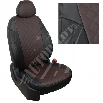 Чехлы сидений AUTOPILOT Экокожа Ромб (Sport/Titanium, Задняя спинка и сиденье 40/60) Ford Focus  3 (2010-2019) универсал дорестайлинг, хэтчбэк дорестайлинг, седан дорестайлинг, седан рестайлинг, универсал рестайлинг, хэтчбэк рестайлинг (Черный + Шоколад)