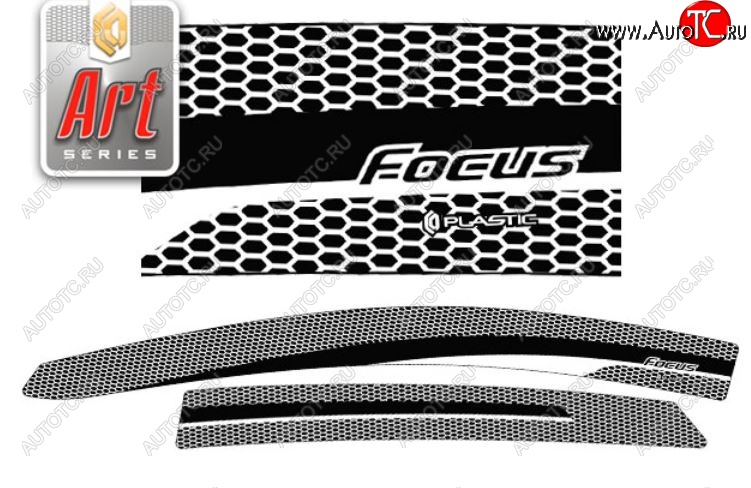 2 159 р. Дефлектора окон CA-Plastic  Ford Focus  3 (2014-2019) хэтчбэк рестайлинг (Серия Art графит, Без хром.молдинга)  с доставкой в г. Пермь