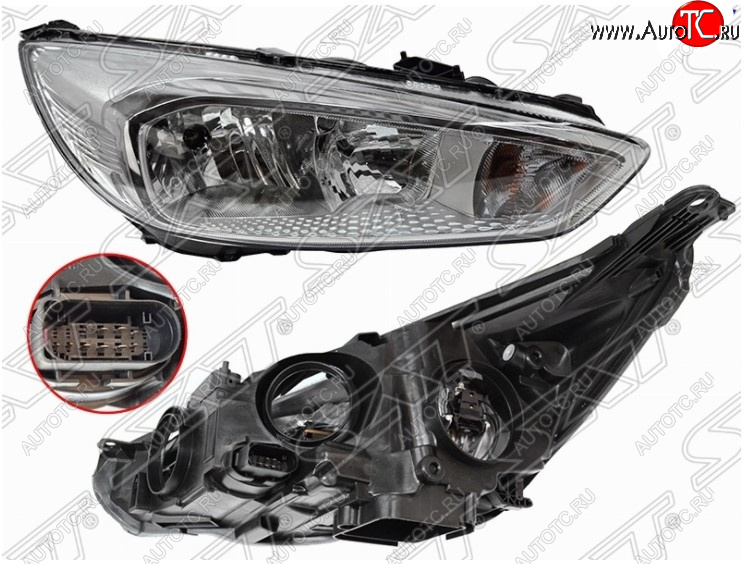 5 299 р. Передняя правая фара SAT (хром, с электрокорректором) Ford Focus 3 седан рестайлинг (2014-2019)  с доставкой в г. Пермь