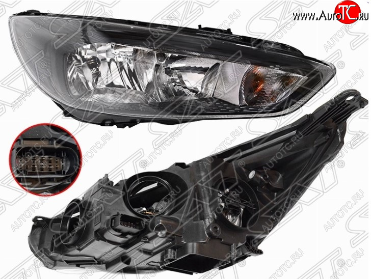 5 449 р. Передняя правая фара SAT (с электрокорректором) Ford Focus 3 седан рестайлинг (2014-2019)  с доставкой в г. Пермь